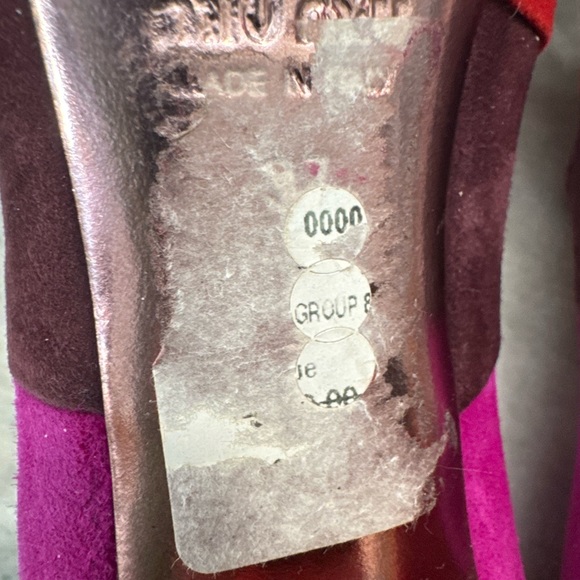 Miu Miu Colorblock Suede Mary Jane Heels Size 37 Sculptural Heel Designer Pink - Picture 9 of 11